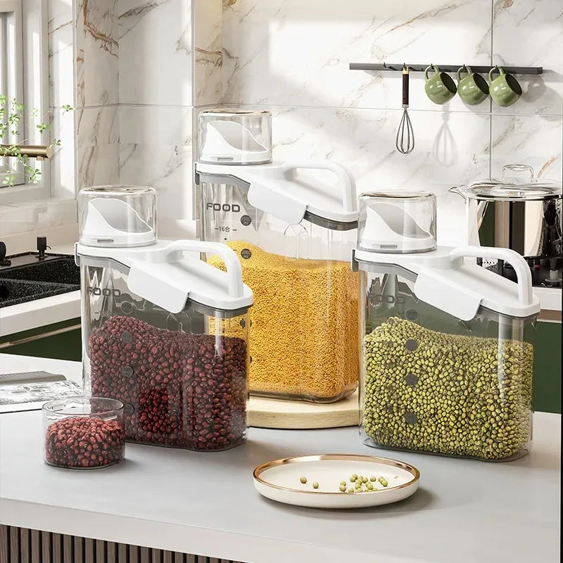 Airtight Food Storage Container – Moisture-Proof Kitchen Jar for Grains, Snacks & Pet Food – Transparent BPA-Free Dispenser (1600ml–2800ml)
