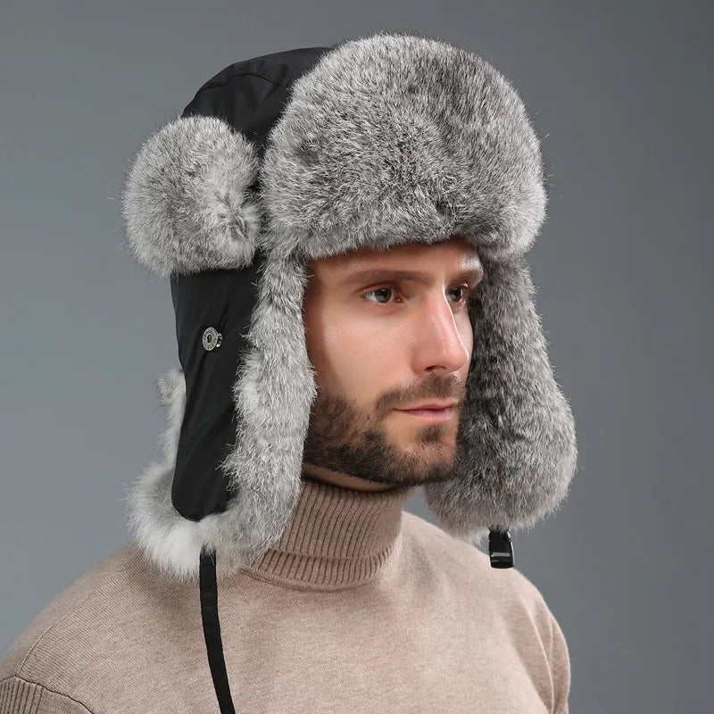 Unisex Soft Outdoor Windproof Super Warm Faux Fur Bomber Hats