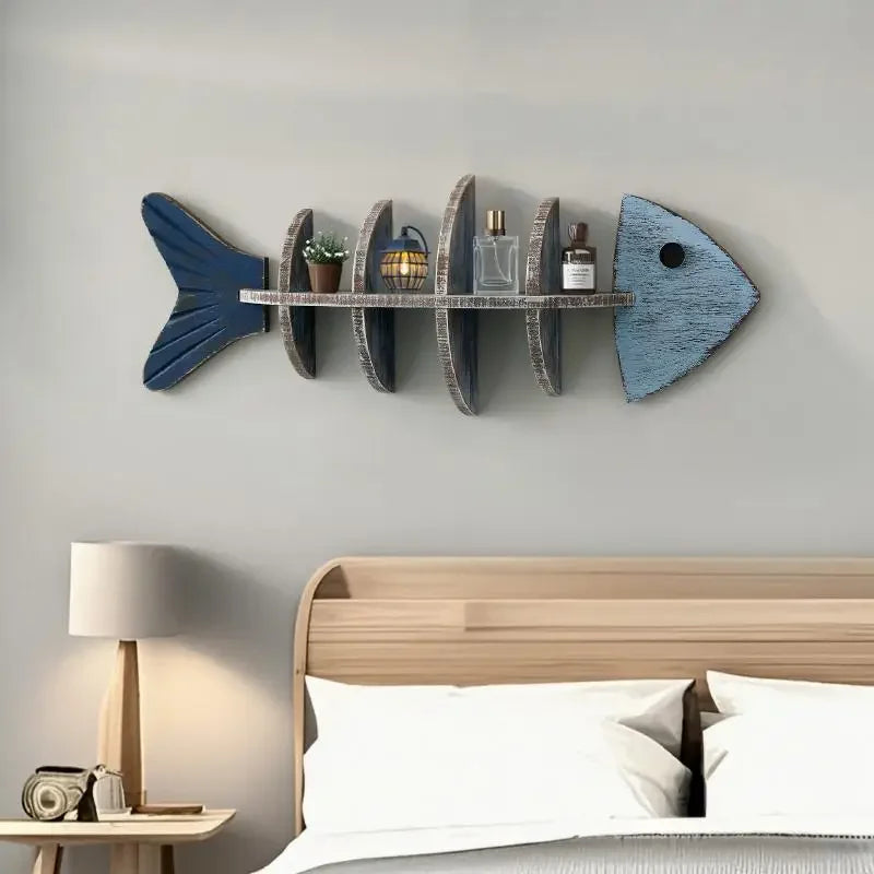 Mediterranean Fishbone Wall Shelf – 3D Wooden Wall Decor & Storage (Flat, Pointed or Vertical)