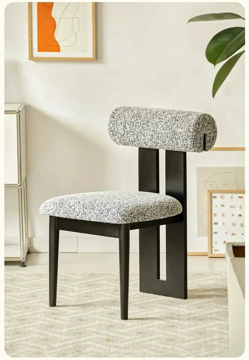 Modern Bouclé Dining Chair with Padded Backrest – Accent Chair