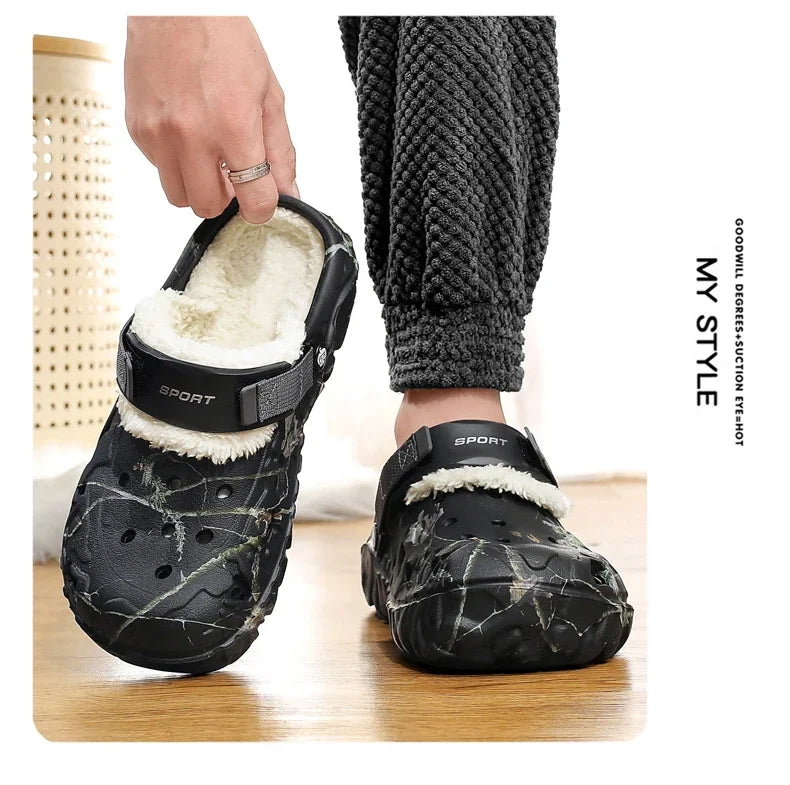 YRZL Winter Colgs Slippers Men's Shoes Men Beach Working Garden Shoe Home Soft Plush Slippers Bedroom Fuzzy Shoes Indoor Outdoor