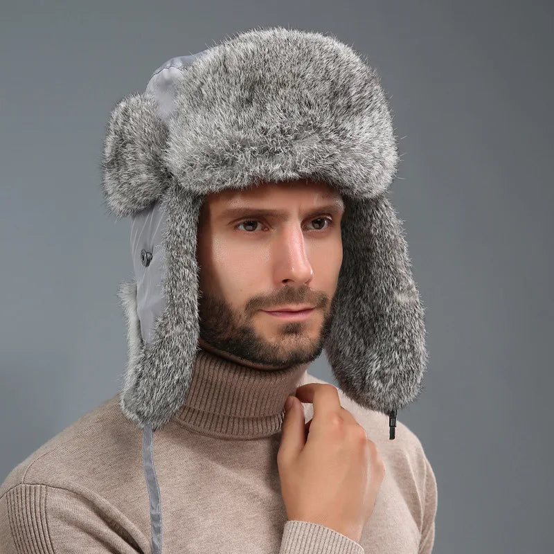 Unisex Soft Outdoor Windproof Super Warm Faux Fur Bomber Hats
