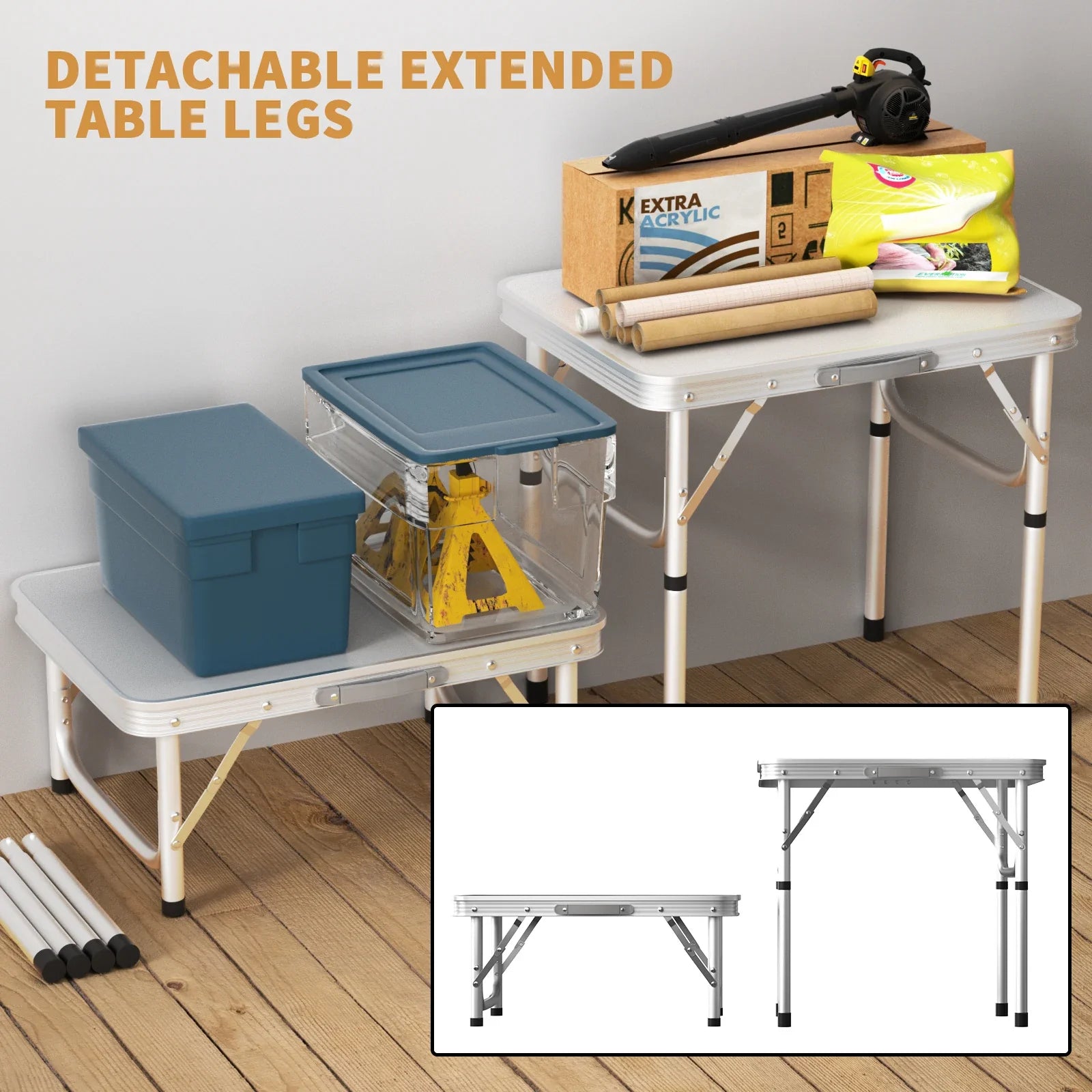 Folding Camping Table Portable Foldable Picnic Table for Outdoor Indoor Garden Lightweight Fold Up Table with 2 Adjustable Heigh