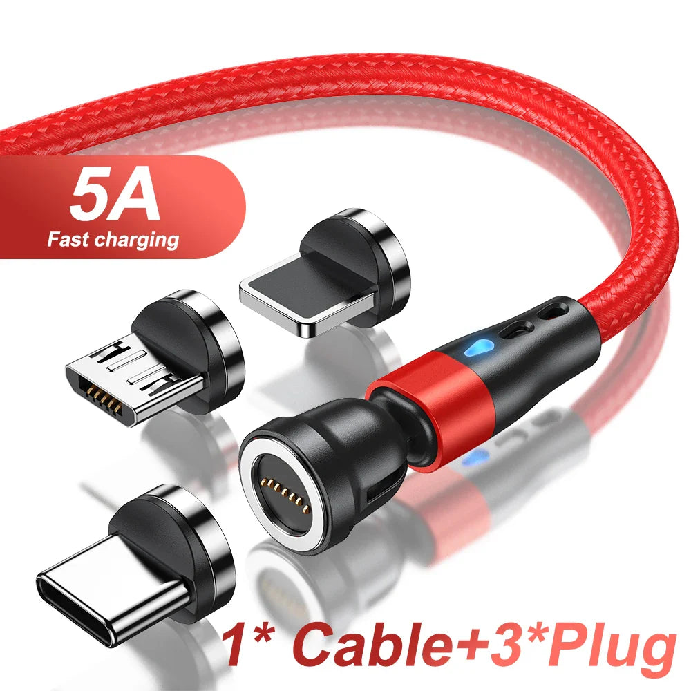 AUFU 5A Magnetic Type C Cable For Samsung S21 Huawei P30 Magnet Fast Charging Charger Wire for iPhone Xiaomi Micro USB Data Cord