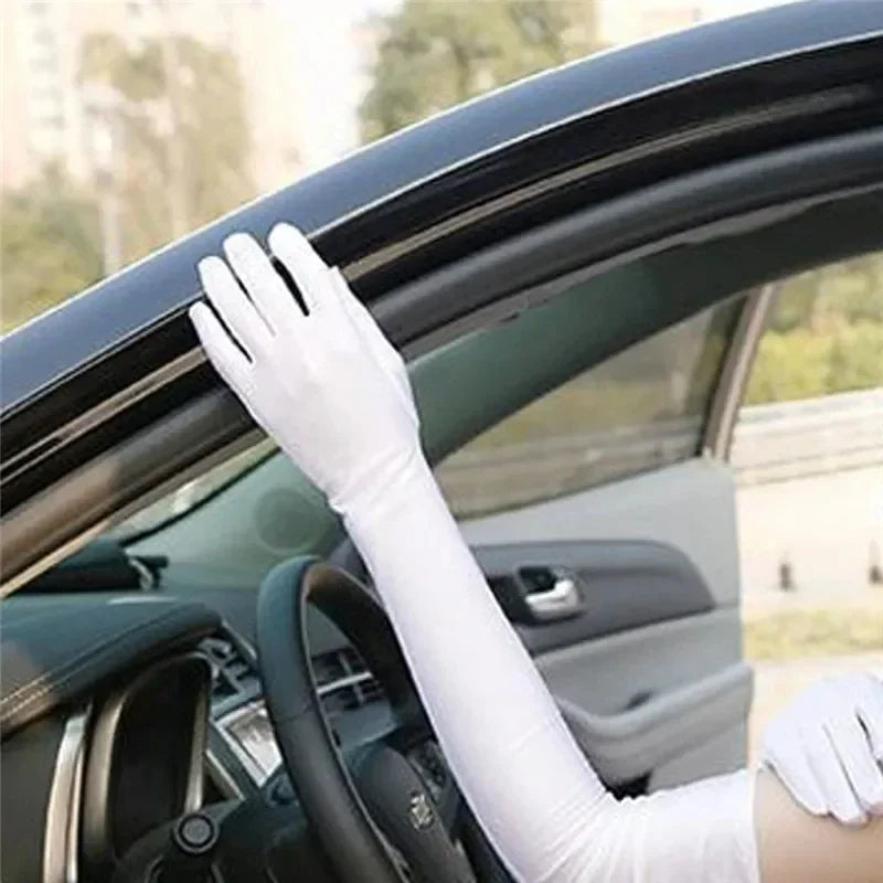 Long Satin Gloves for Women, Mittens, Monochromatic, Women's Fashion, Evening and Prom Costume, Autumn and Winter