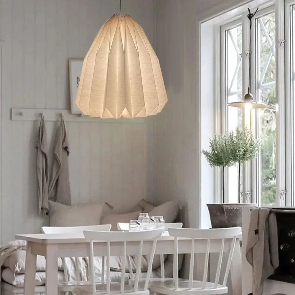 Nordic Creative Paper Origami Lantern Shade Foldable Hanging Pendant Light Art Decoration for Living Room Decor Ceiling Light