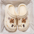 Pearl Chain Chunky Platform Sandals Women 2025 Summer Thick Bottom Beach Clogs Shoes Woman Fashion Flower Decor EVA Garden Shoes