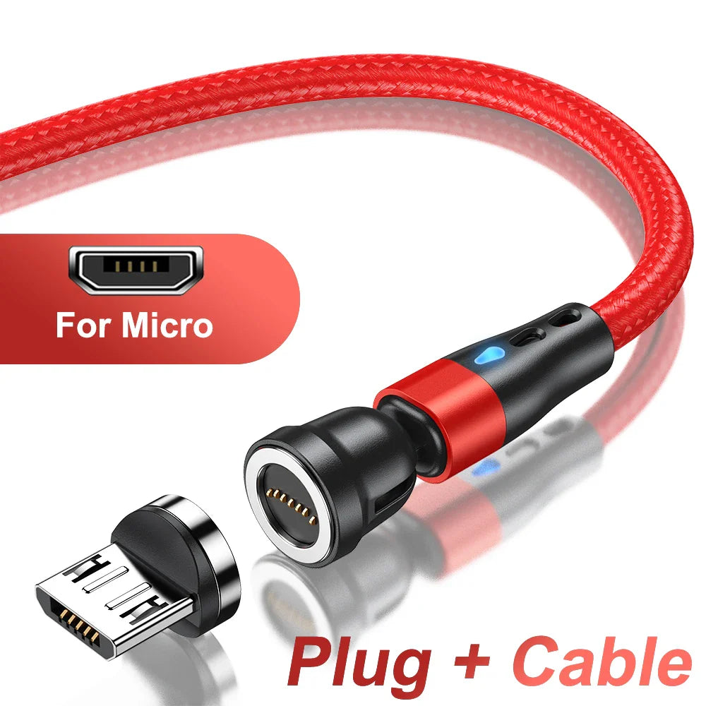 AUFU 5A Magnetic Type C Cable For Samsung S21 Huawei P30 Magnet Fast Charging Charger Wire for iPhone Xiaomi Micro USB Data Cord