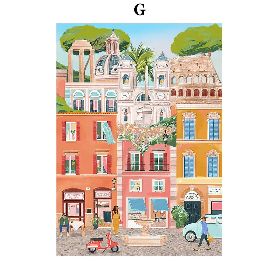 Urban & Travel Poster Wall Art – Hot Air Balloon & City Prints