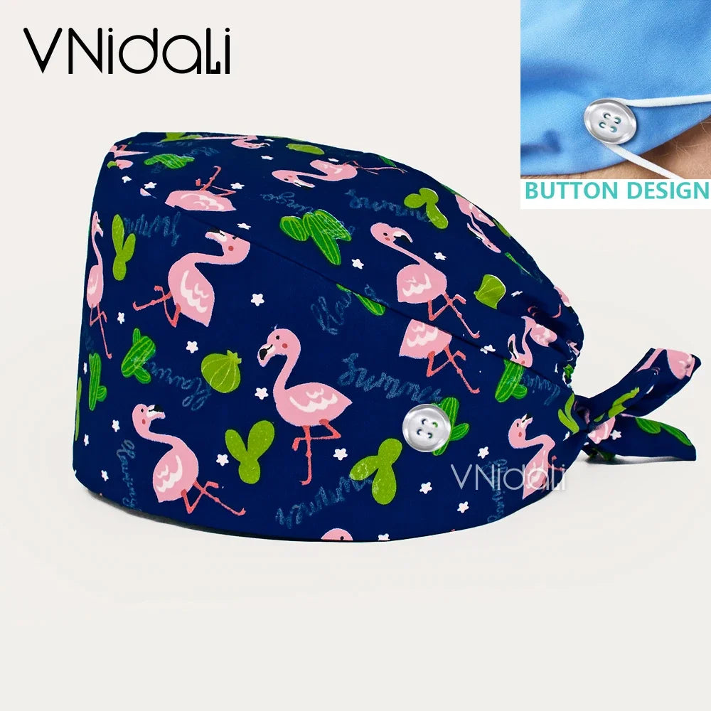 Solid color scrub cap with button pet grooming working Caps  surgical cap Lab work hat  womens Scrub hats nurse accessories
