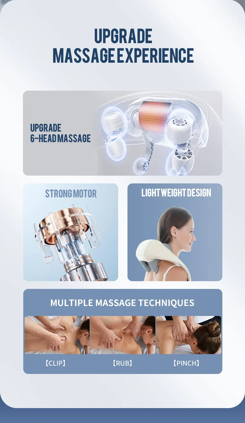 Wireless Neck And Back Massager Neck And Shoulder Kneading Massage Shawl Neck Cervical Relaxing Trapezius Massager