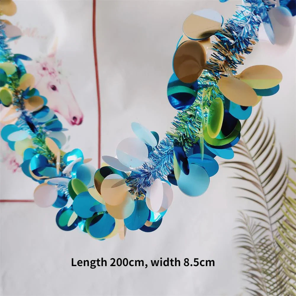 Lush 70.8" Faux Eucalyptus Garland With White Flowers - Perfect For Home & Holiday Decor, Wall Hanging, Yard, And Party Accents