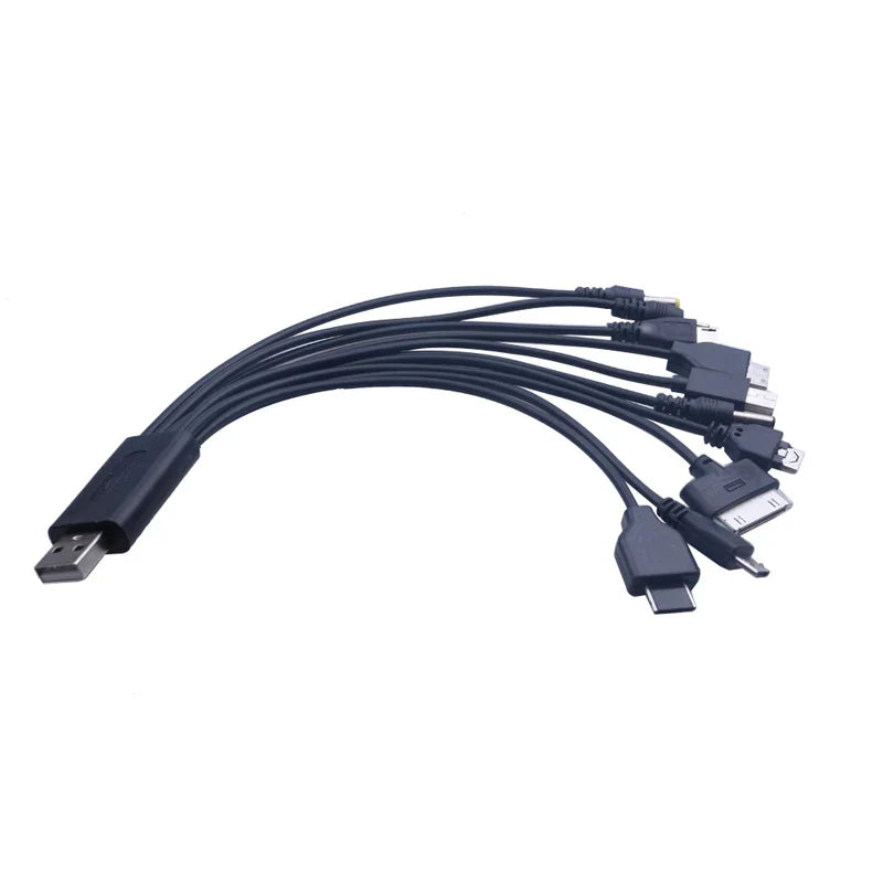 10In1 USB to Multi-ports USB Cable Universal Phone Charging Cable Multi-head Charging Cable Cord For Samsung Nokia Phone Charger