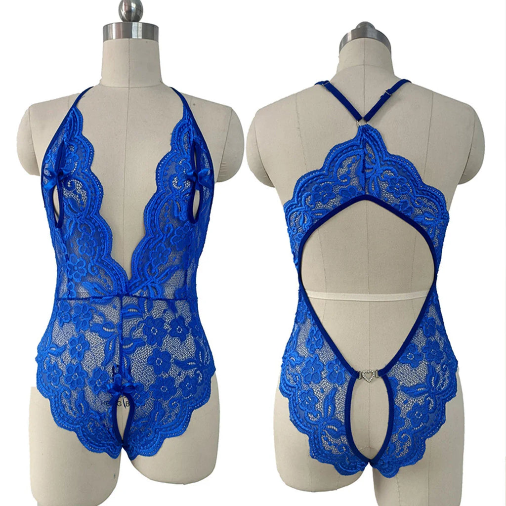 Transparent Lingerie For Women Super Hot Erotic Underwear Sex Pajamas Crotchless Pornographic Lace Teddies Bodysuit Sexy Outfit