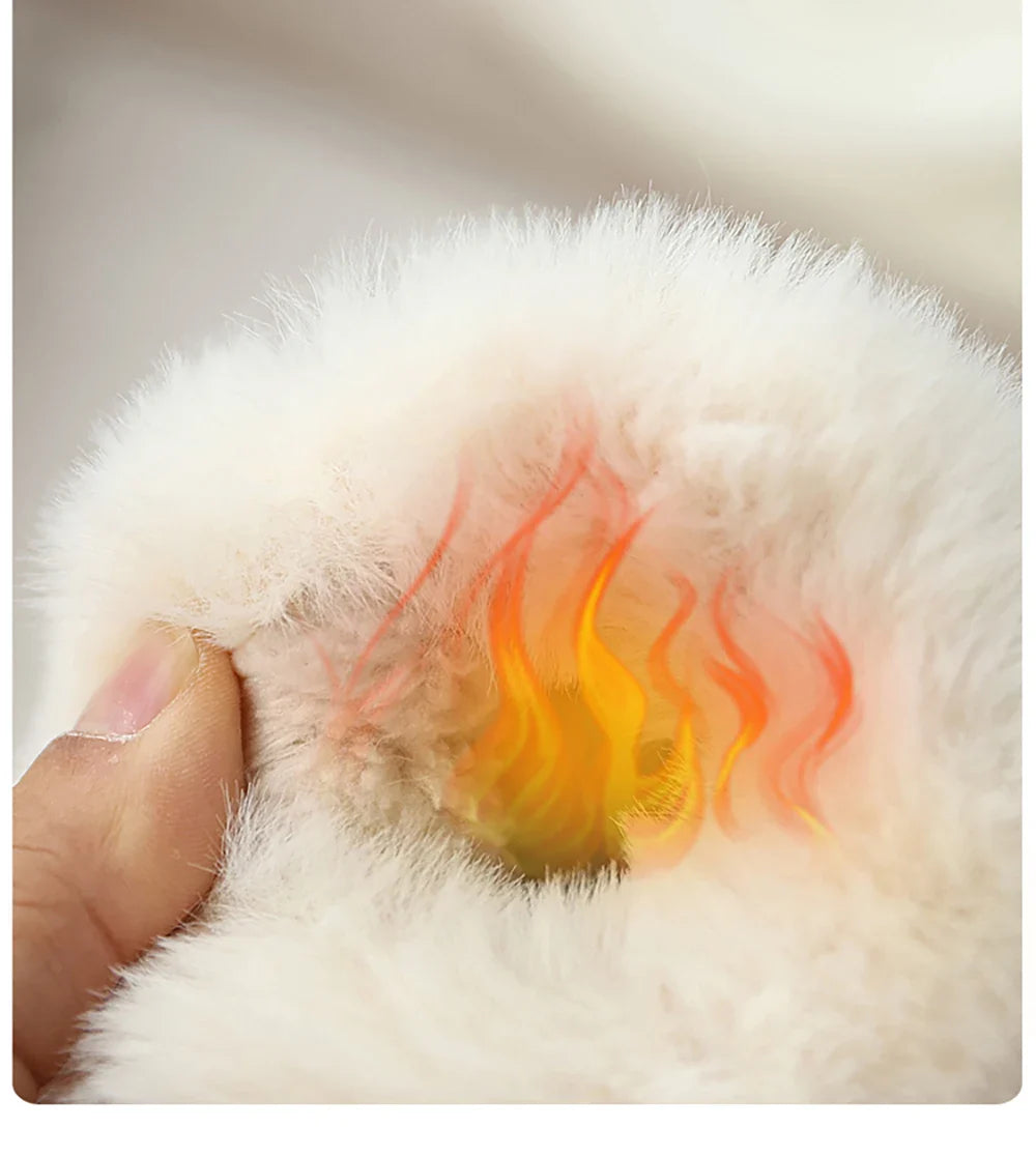 Unisex Cute Winter Boots for Toddlers Faux Fur Thick Warm Velvet Slip-On Baby Snow Footwear 1-3 Years Anti-Slippery PU Leather