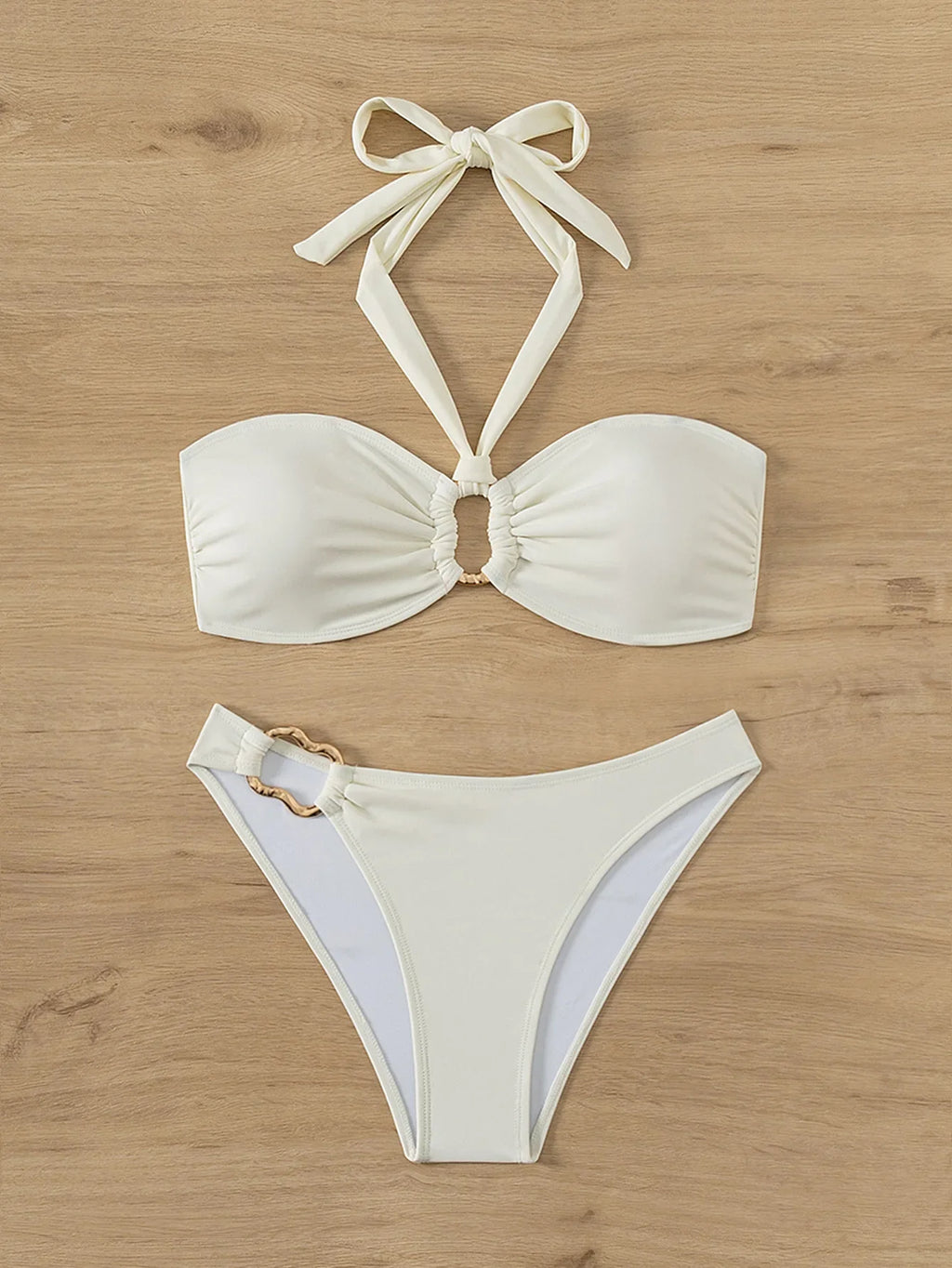 "2025 Sexy Bandeau Push-Up Bikini Set - Brazilian Thong Swimwear for Women"