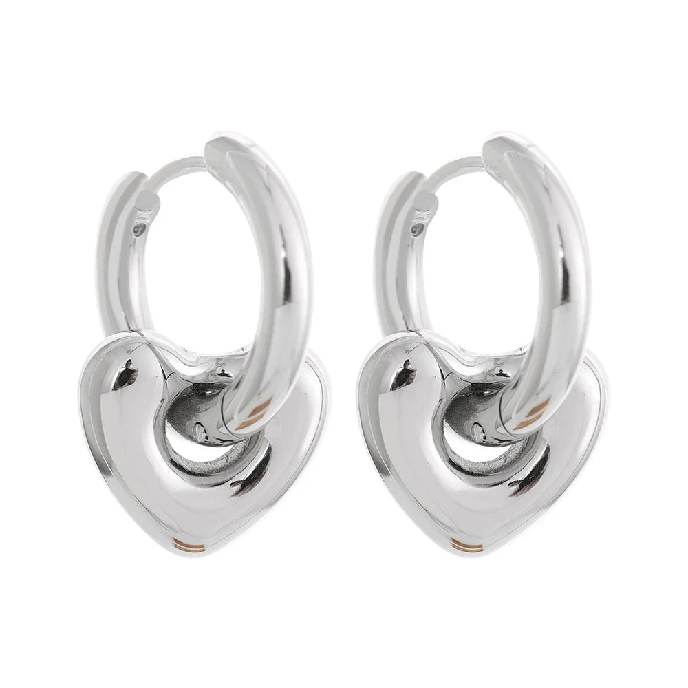 Yhpup Star Moon Heart Pendant Drop Hoop Huggie Earrings 18k Gold Plated Trendy Waterproof Stainless Steel Fashion Charm Jewelry