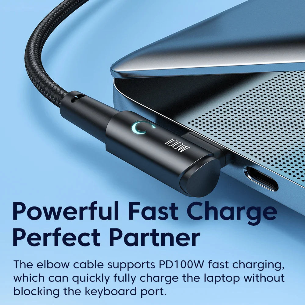 Toocki 90 Degree Elbow USB Type C Cable 100W 5A Fast Charging Data Cord For Huawei Xiaomi Samsung USB C To Type C Cable Gaming