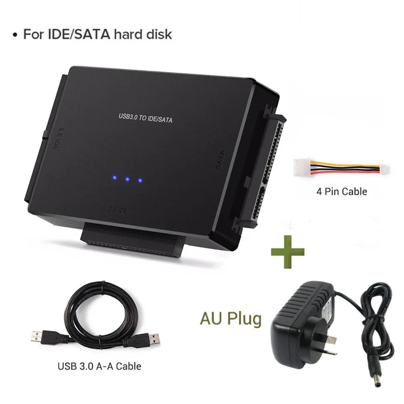 SATA/IDE to USB 3.0 Adapter Hard Drive Adapter Cable Converter for 2.5/3.5 Inch SATA and IDE HDD Support 6TB For PC Macbook