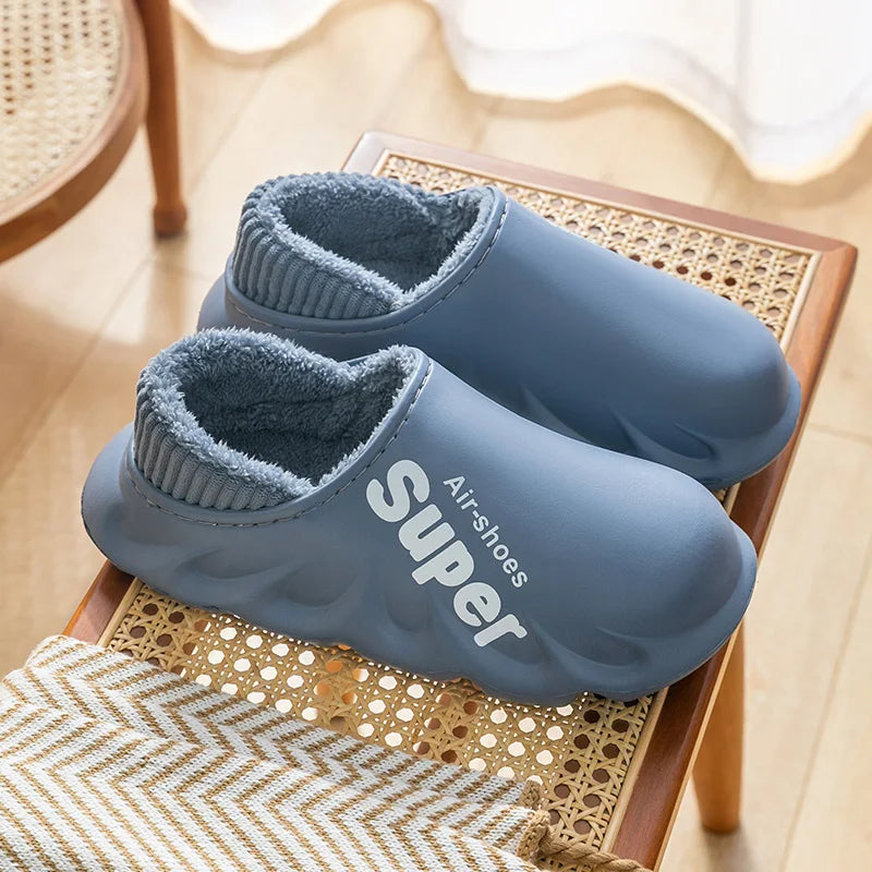 Winter Men Women Warm Slippers Cotton Slippers Outdoor Indoor Warm Shoes Men's Couple Home Bedroom Plush Slippers Big Size 46 47