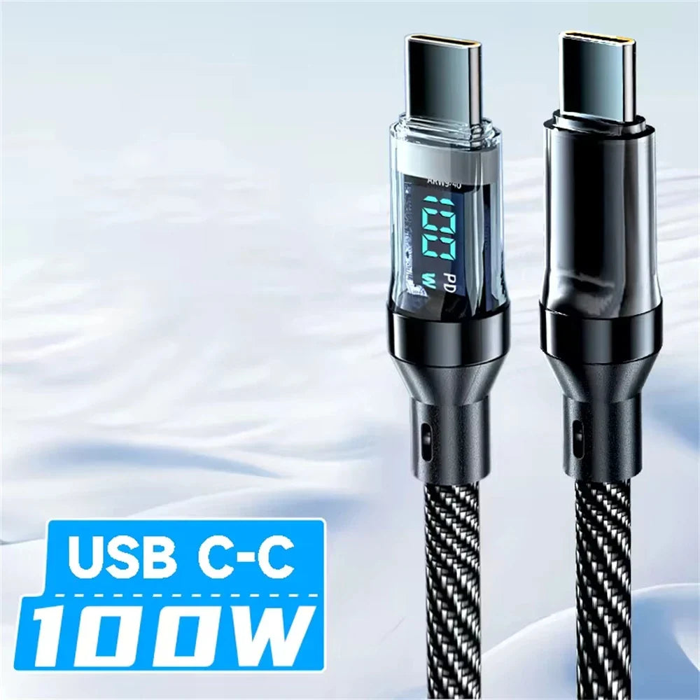 NNBILI New 120W LED Digital Display Quick Charge USB Type C Cable For Samsung Xiaomi POCO Redmi Huawei Fast Charging Data Cord