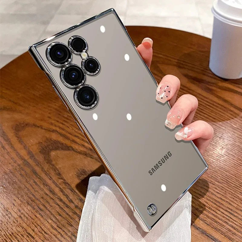 Luxury Plating Frameless Case For Samsung S25 S24 Ultra S23 S22 Ultra Transparent Camera Lens Film Protection Shockproof Cover