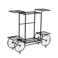 Large Metal Garden Cart Plant Stand Parisian Style Flower Display Rack Holder for Indoor Outdoor