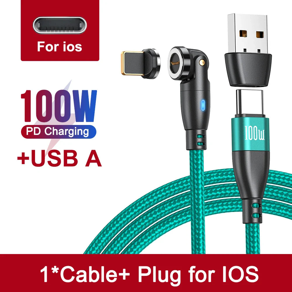 AUFU 100W Magnetic USB Type C Cable 5A Fast Charging Micro Type C Cable For Macbook Samsung for iPhone Magnet Charger Wire Cord