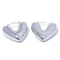 Yhpup Fat Fashion Stainless Steel Heart Chunky Hoop Earrings Charm Metal Texture Rust Proof Versatile Jewelry серьги тренд