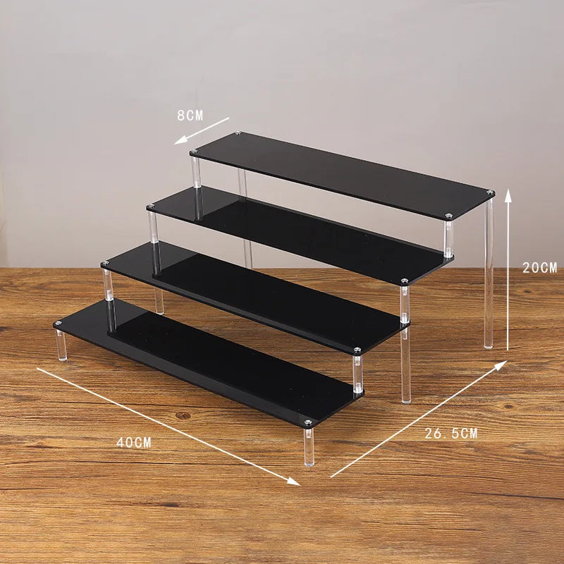 Acrylic Riser Display Stand Perfume Organizer Shelves for Amiibo Funko Figures Toys Cupcake Desserts Collection Cosmetic Jewelry