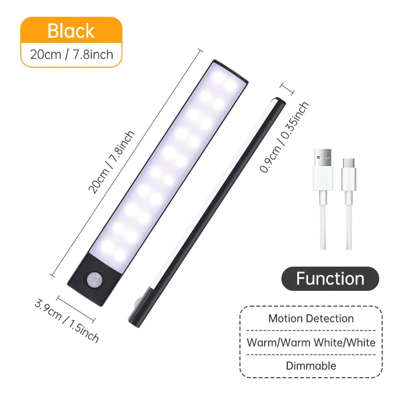 Motion Sensor Light Wireless LED Night Light USB Rechargeable Night Lamp Cabinet Wardrobe Lamp Under Backlight For Kitchen Led