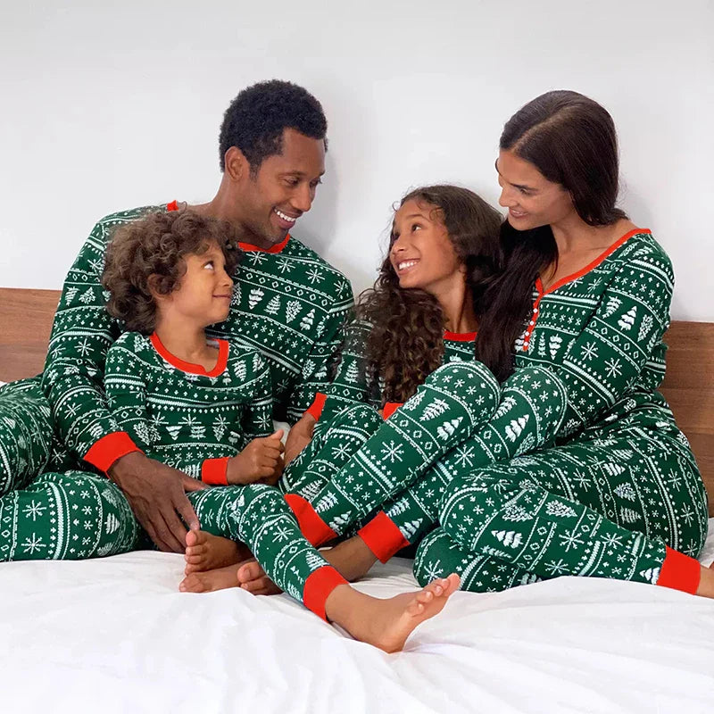 Women Men Boys Girls Christmas Pajamas Set All Over Print 2 Pieces Suit