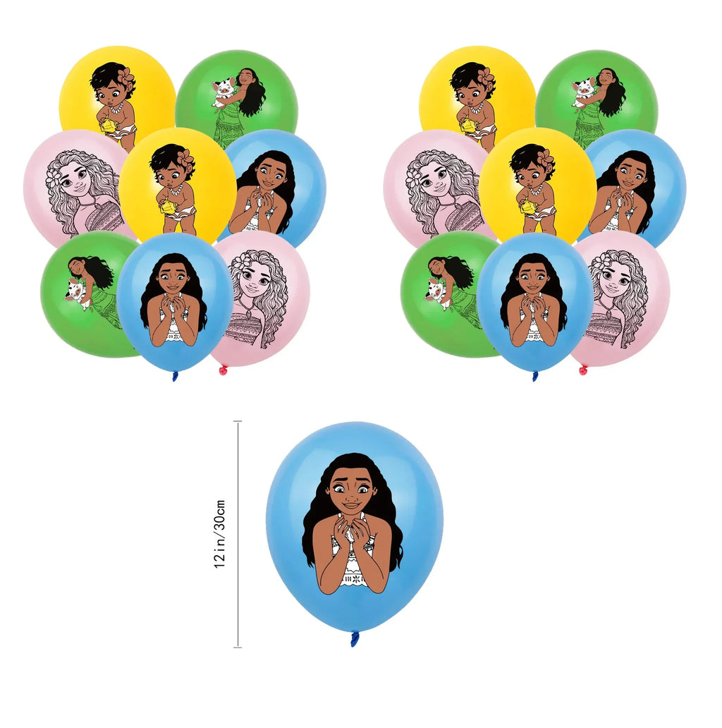 Cute movie Moana series Birthday Party dinnerware Disposable Banner Cake Topper Hanging Flag Moana Balloons Birthday Decoration