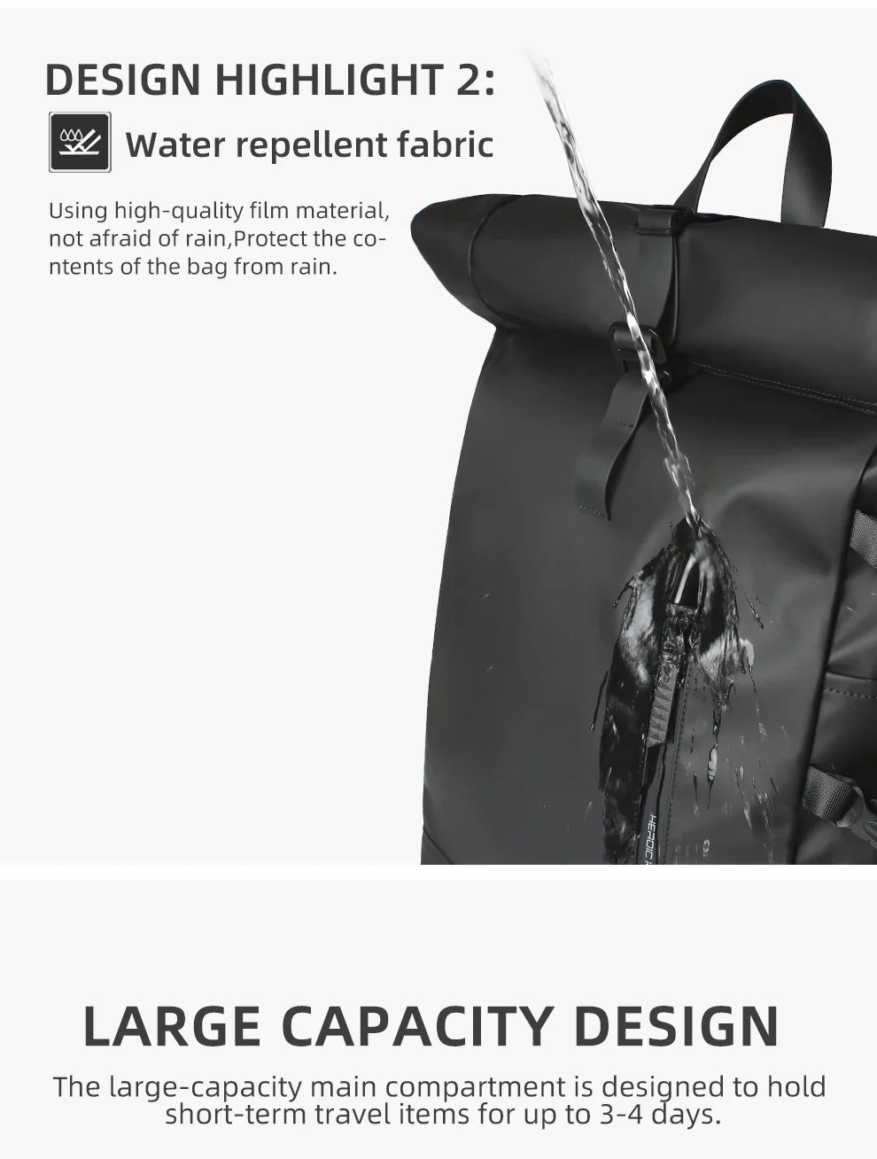 HK Expandable Travel Backpack Men Large Capacity Waterproof 15.6” Laptop Bag Hiking Rucksack Cycling Daypack Bag with USB Port