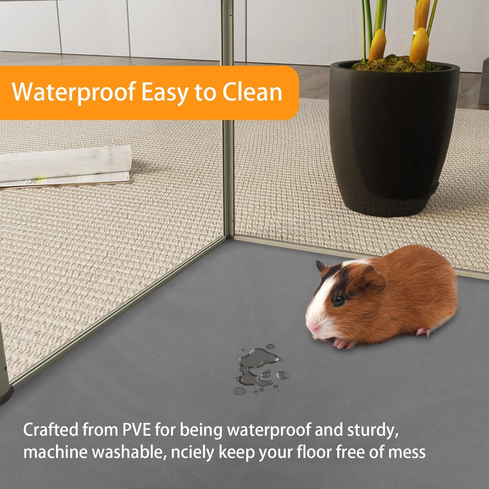 Acrylic Pet Dog Playpen Box, Indoor with Waterproof Pad, Puppy Crate, Kennel Fence for Guinea Pigs, Hedgehogs, 6 Panels