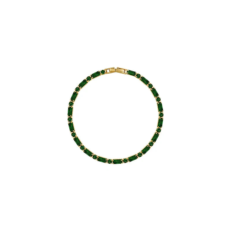 French Luxury Green Zircon Spliced Metal Copper Alloy Bracelet 2024 New Fashion Jewelry For Womens Party Charm Wrist Accessories
