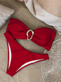 "2025 Sexy Bandeau Push-Up Bikini Set - Brazilian Thong Swimwear for Women"