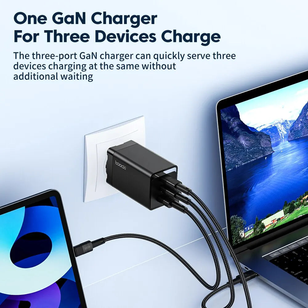 Toocki 67W GaN USB C Charger 65W Quick Charge QC 4.0 PD 3.0 45W Type C Fast USB Charger For iPhone 16 15 14  Pro Samsung MacBook