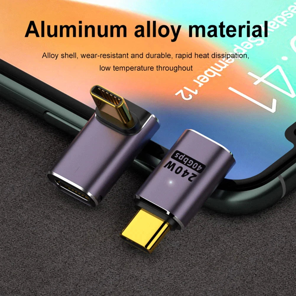 NNBILI 5A Type-C OTG Adapter 240W Fast Charging Data Converter USB4.0 40Gbps Support 8K 60Hz USB C 90/180 Degree Elbow Adapter