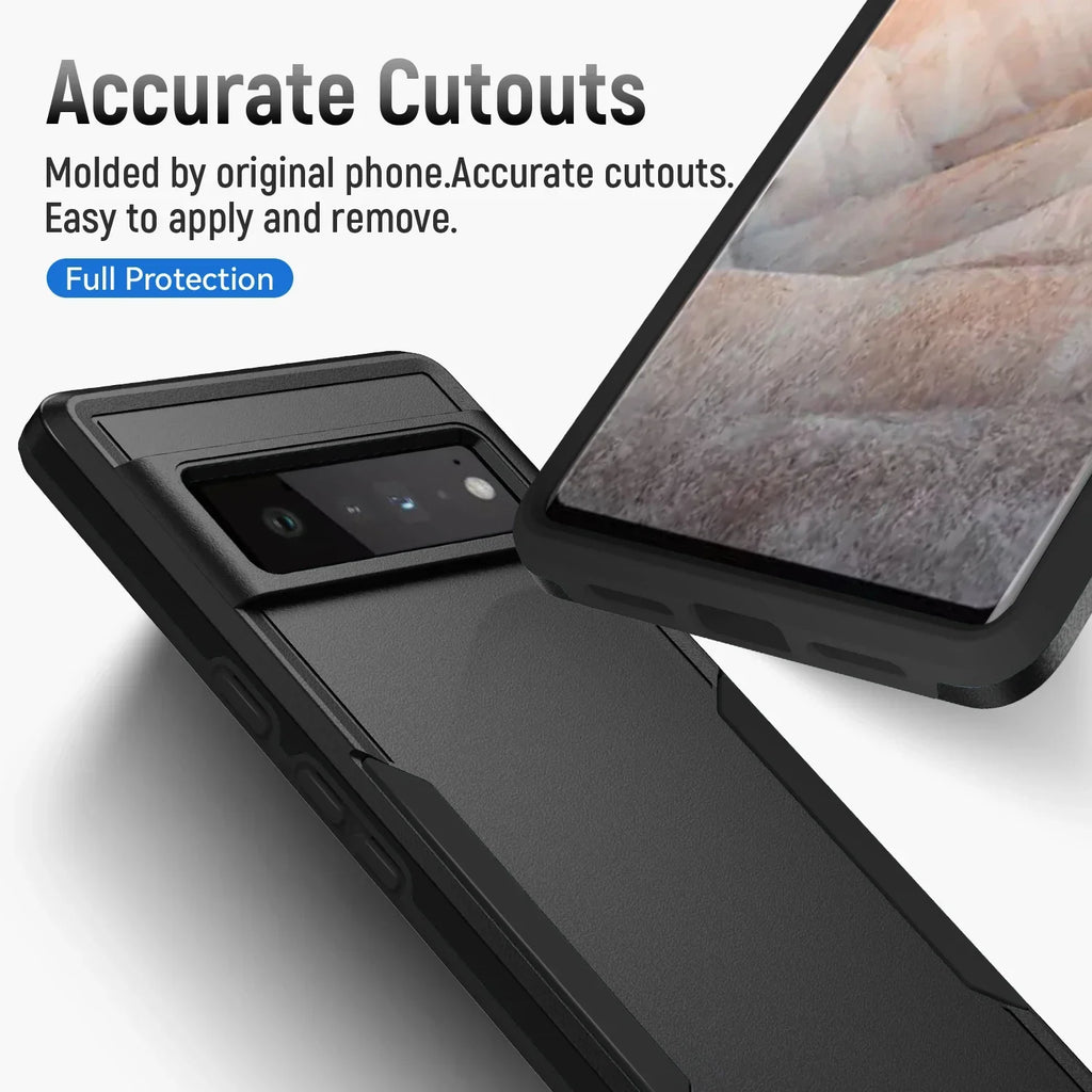 Heavy Duty Rugged Armor Shockproof Case For Google Pixel 8 7 6 Pro 6A 7A 8A Soft TPU Hard Plastic Protective Back Cover Fundas
