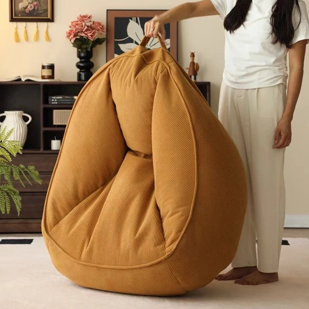 Single Lazy Bean Bag Sofa with Footrest Padding