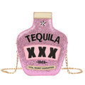 Ladies Fashion Creative Funny Personalized Laser Sequin Letter Wine Bottle Crossbody Shoulder Bag