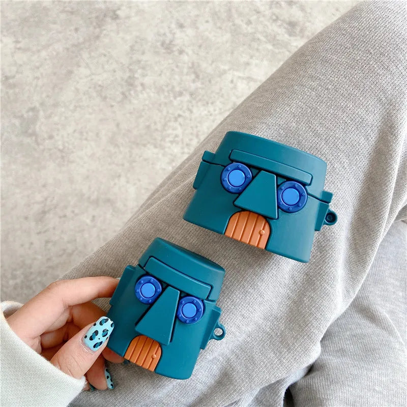 Pineapple Wooden Man Cute Cartoon Silicone Case For Apple Airpods 3 2 1 Pro With Keychain Case Wireless Charging Soft Cover Box