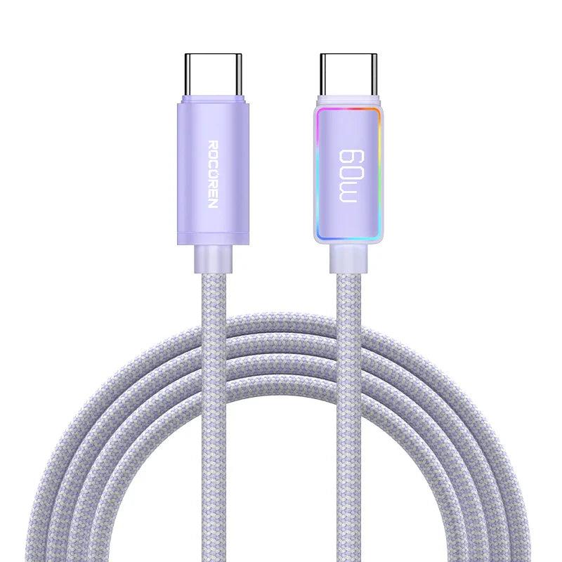 Rocoren 240W 5A High Power Fast Charging Type C Cable 100W PD 3.1 USB C Quick Charging Date Cord For iPhone Samsung Laptop iPad