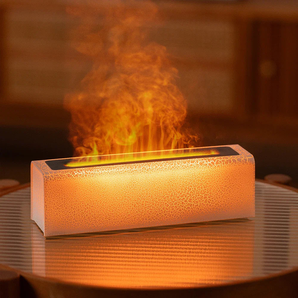 KINSCOTER RGB Flame Aroma Diffuser Air Humidifier Ultrasonic Cool Mist Maker Fogger LED Essential Oil Fire LED Lamp Difusor Gift
