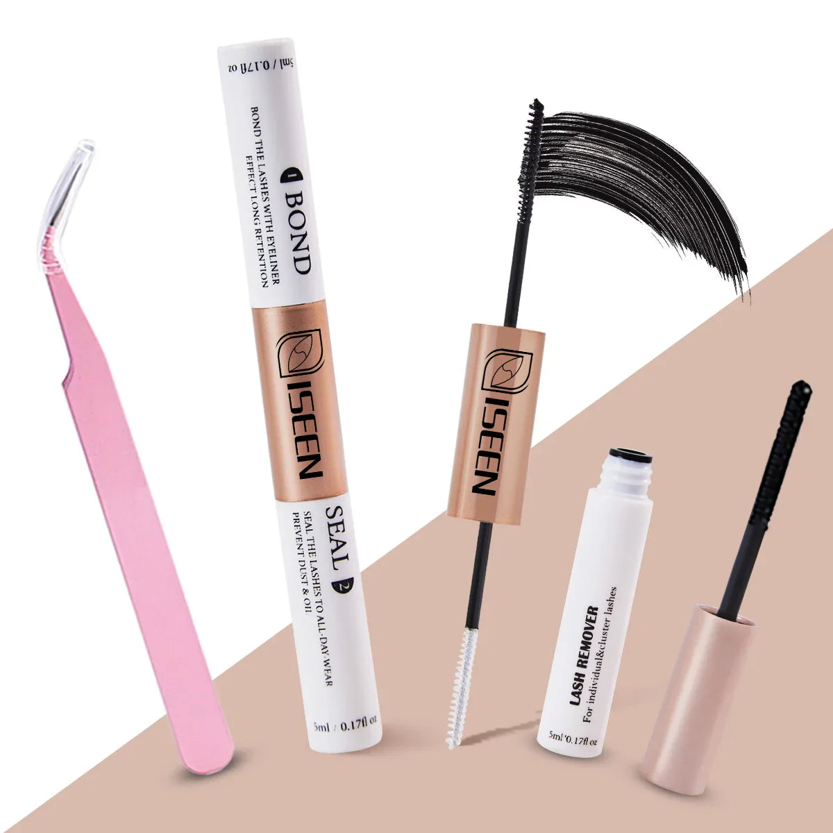 Lash Bond and Seal 10ml Individual Lashes Glue and Seal Super Strong Hold Lash Extension and Lash Glue Remover 5ml Tweezers Kit
