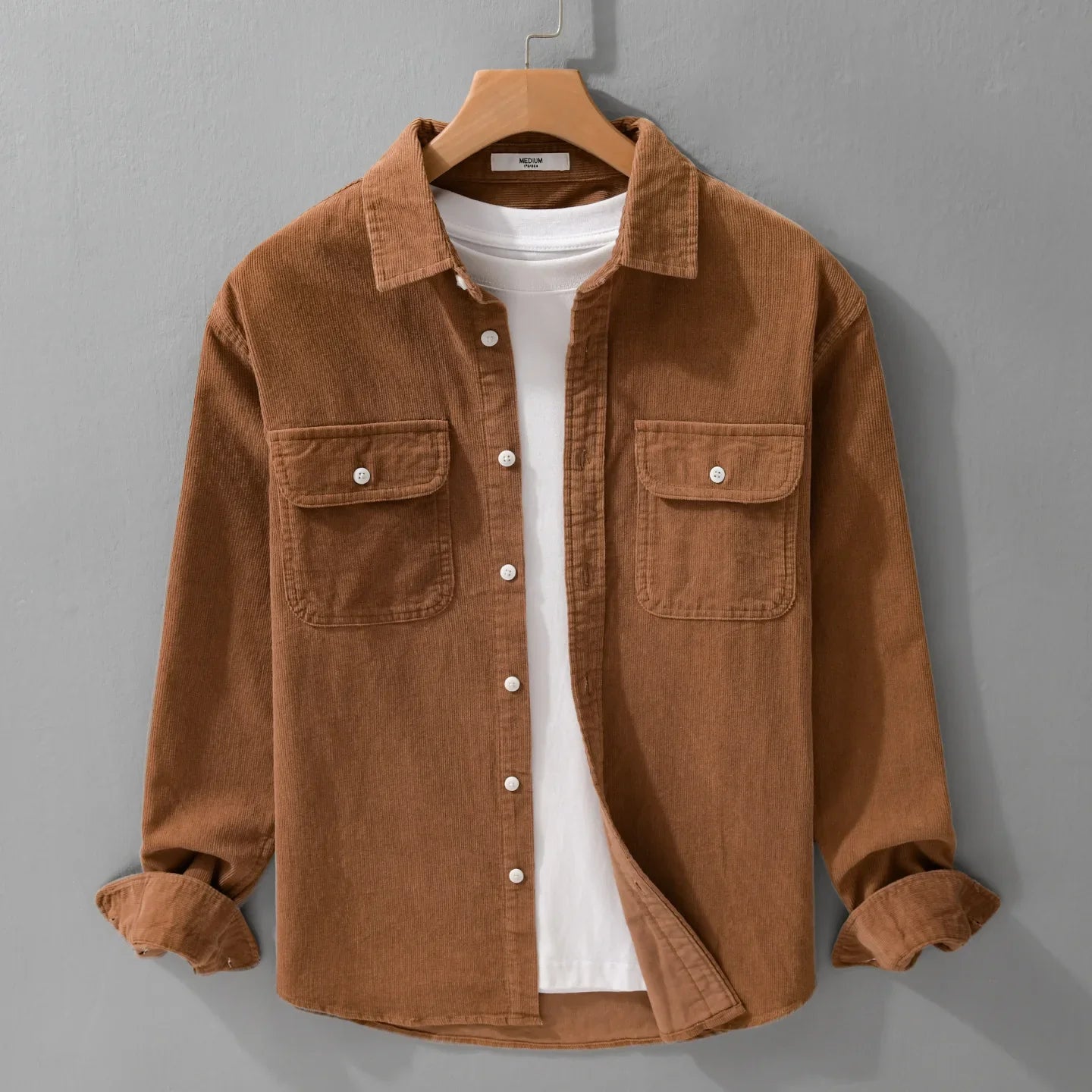 Vintage Corduroy Cotton Shirt for Men – Autumn Casual Long Sleeve