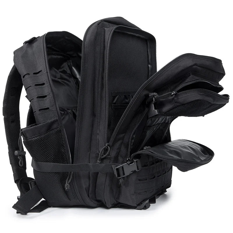 QT&QY 50L Tactical Backpack survival Bag Hunting MOLLE Backpack GYM For Men EDC Outdoor Hiking Rucksack Witch Bottle Holder
