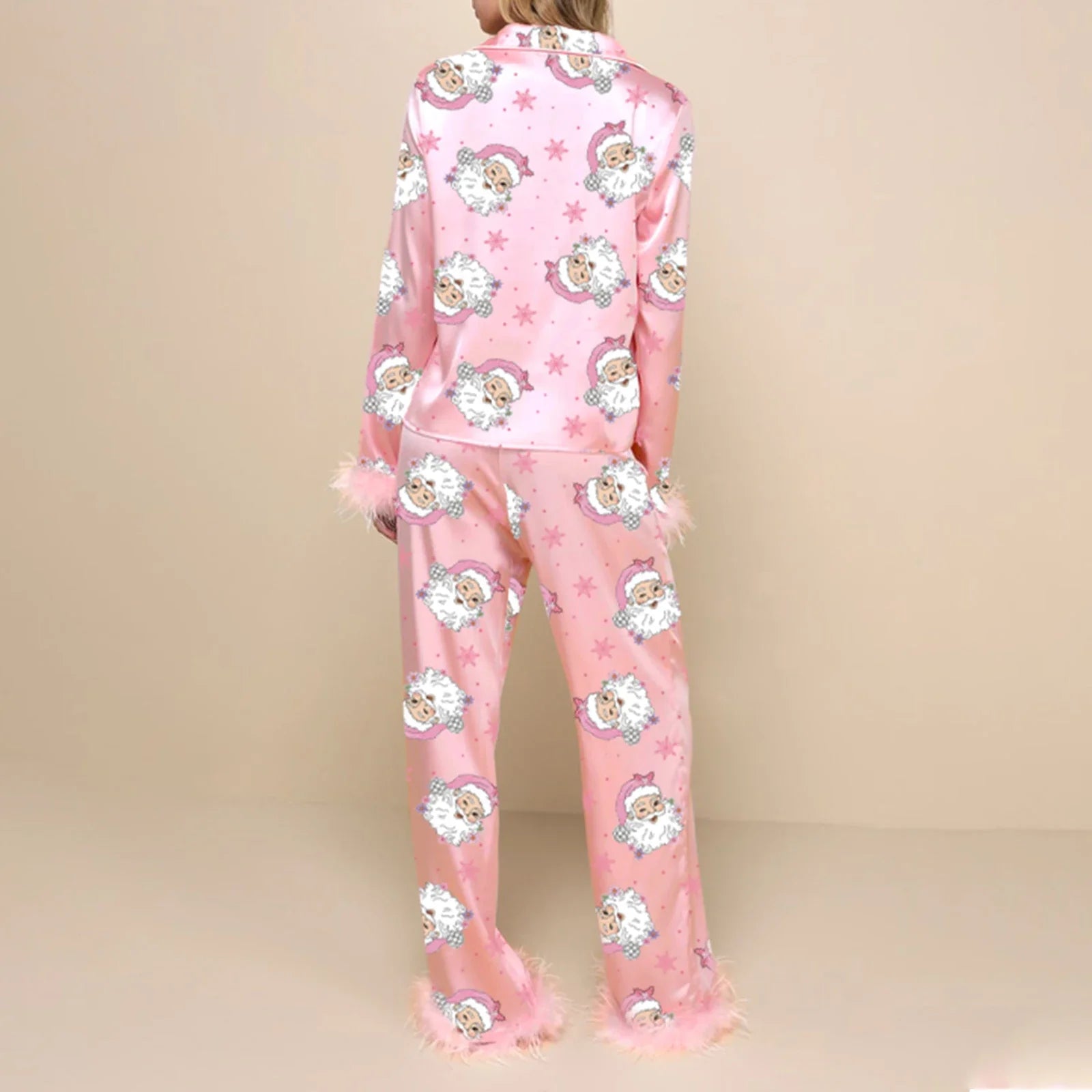 Women's Christmas Pajamas Set V-Neck Top with Pants 2-Piece