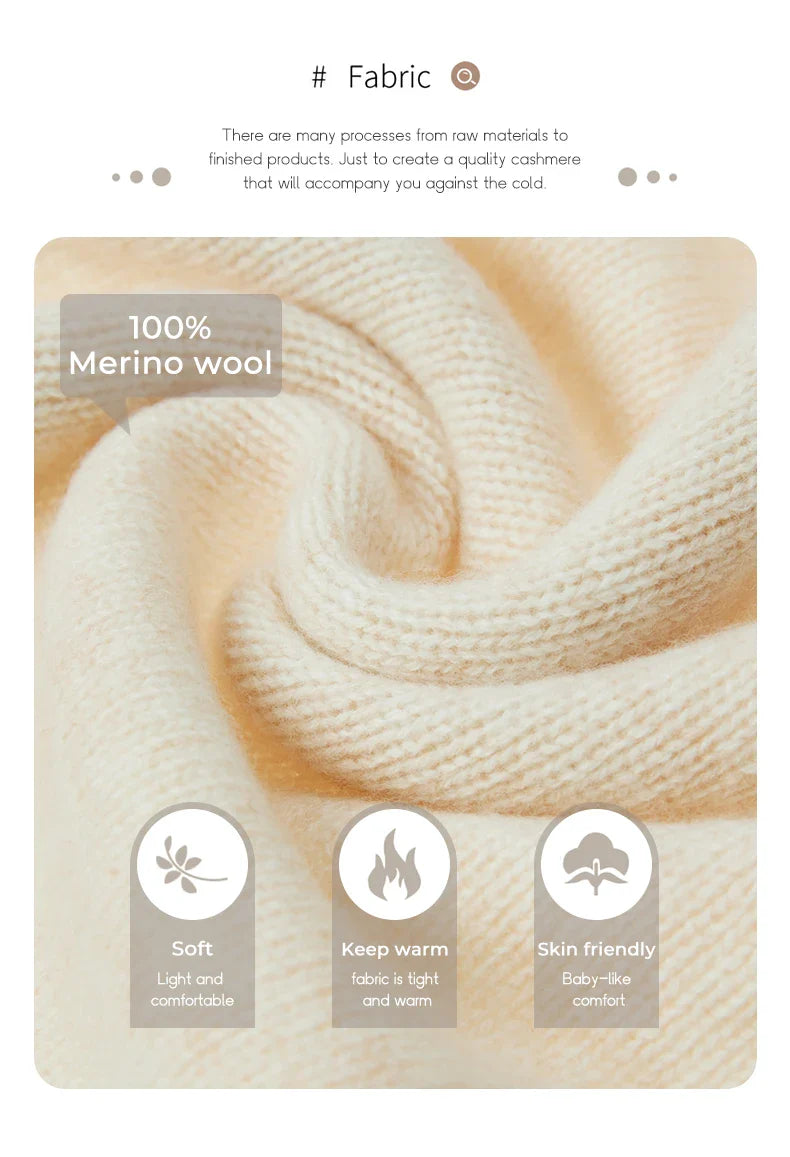 100% Merino Wool Women’s Sweater – Soft Cashmere-Feel O-Neck Pullover, Autumn/Winter Warm Knit Top (14 Colours)